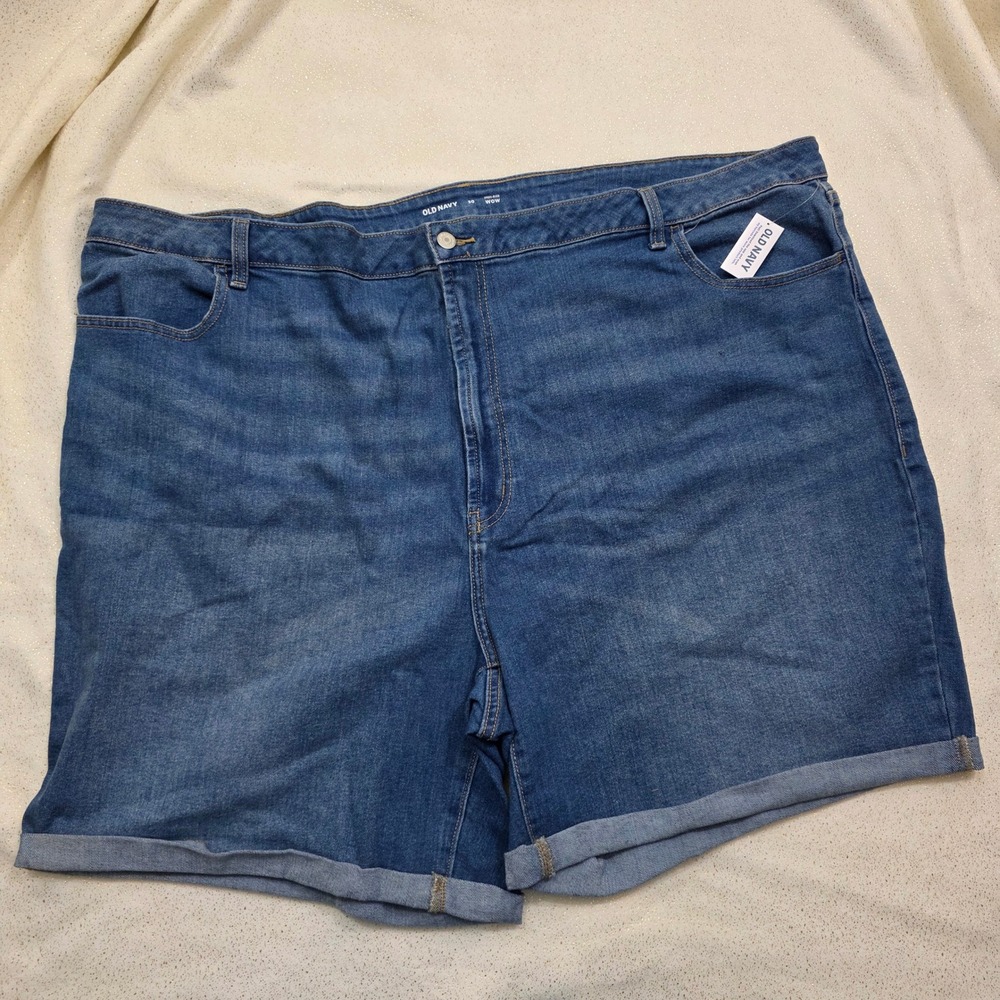 Old Navy Women Shorts High-Rise Wow Cuffed Denim Blue Plus Size 30 New With Tags